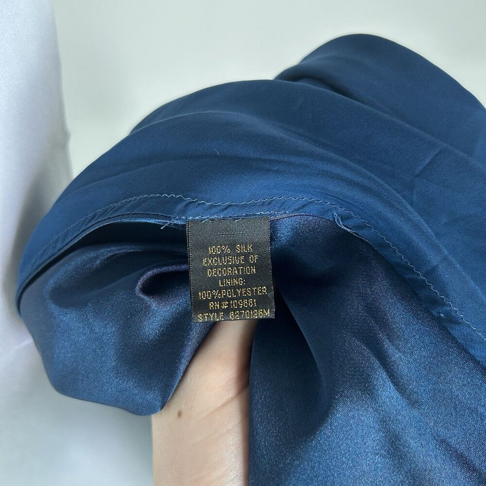 90s Donna Ricco dress size 6 100% silk fly away front maxi Event Evening Blue - Picture 5 of 5